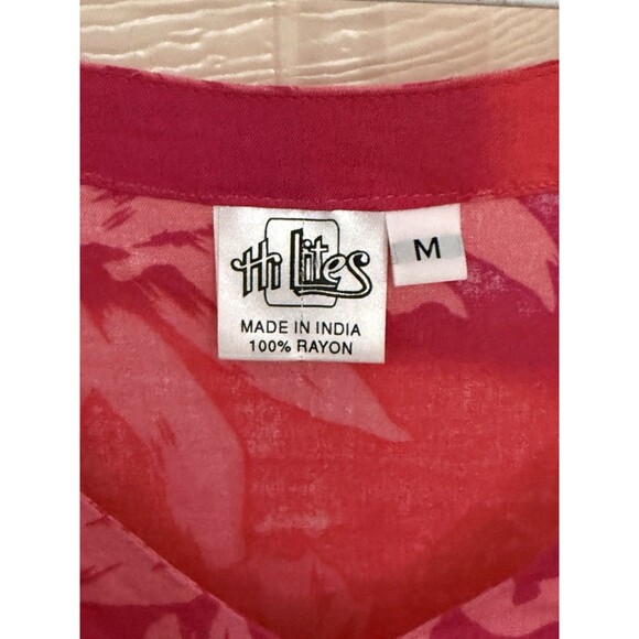 Hi Lites Pink Floral Rayon Sleeveless Shift Dress Women’s Size M Boho Beach - Picture 5 of 6